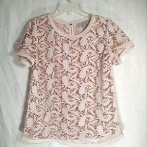 LOFT by Ann Taylor blush lace overtop women's S  #541